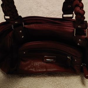 Leather look purse with braided handle